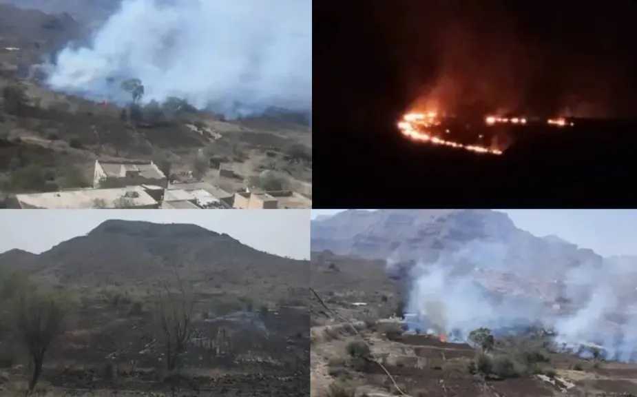 مليشيات الحوثي تحرق مزارع اليمنيين في مريس الضالع وتخلّف خسائر فادحة